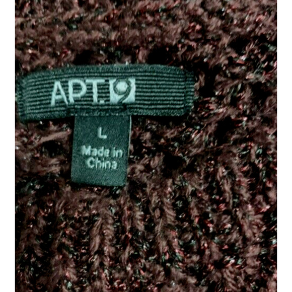 NWOT Apt 9 Sweater Womens Large L Burgundy Metallic Sparkle Pullover Sweater - Picture 4 of 9